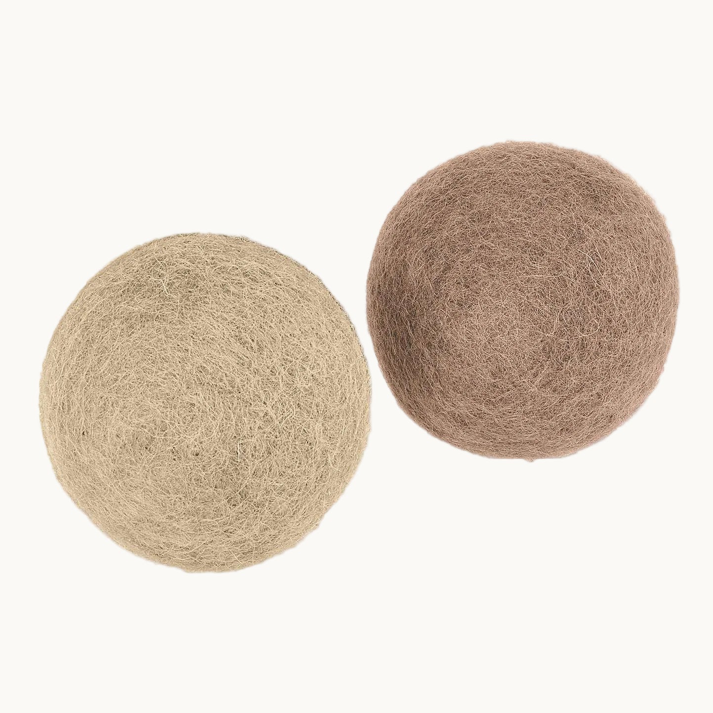 MiaCara Globo dog toy balls in natural wool felt, durable eco-friendly play balls in beige and brown, minimalist design from Lumi Pets Play collection.