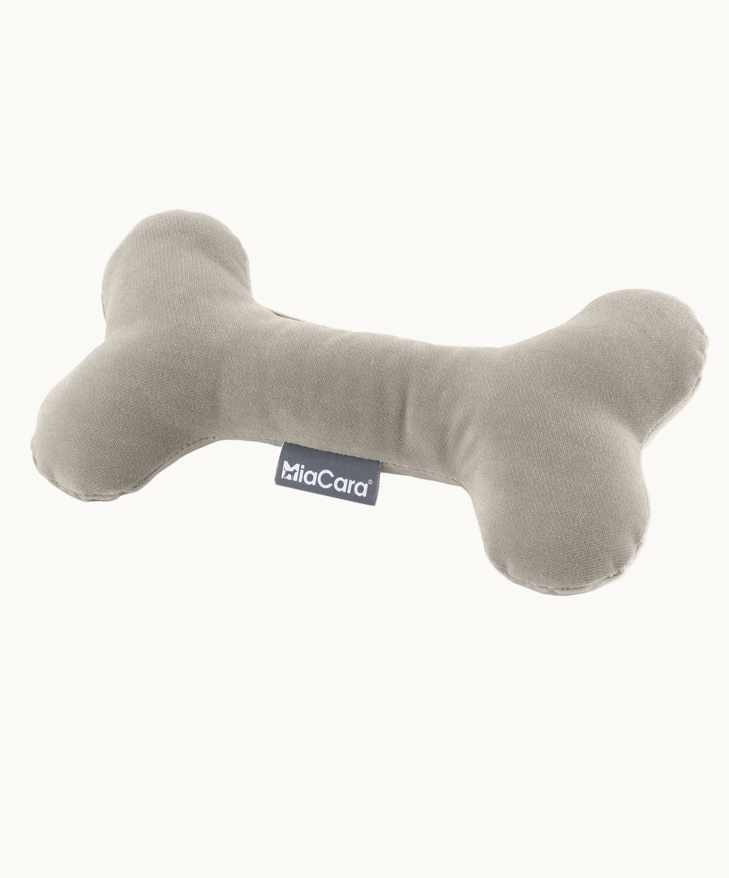 MiaCara plush toy bone in light grey fabric, soft and durable dog toy with minimalist design from Lumi Pets Play collection