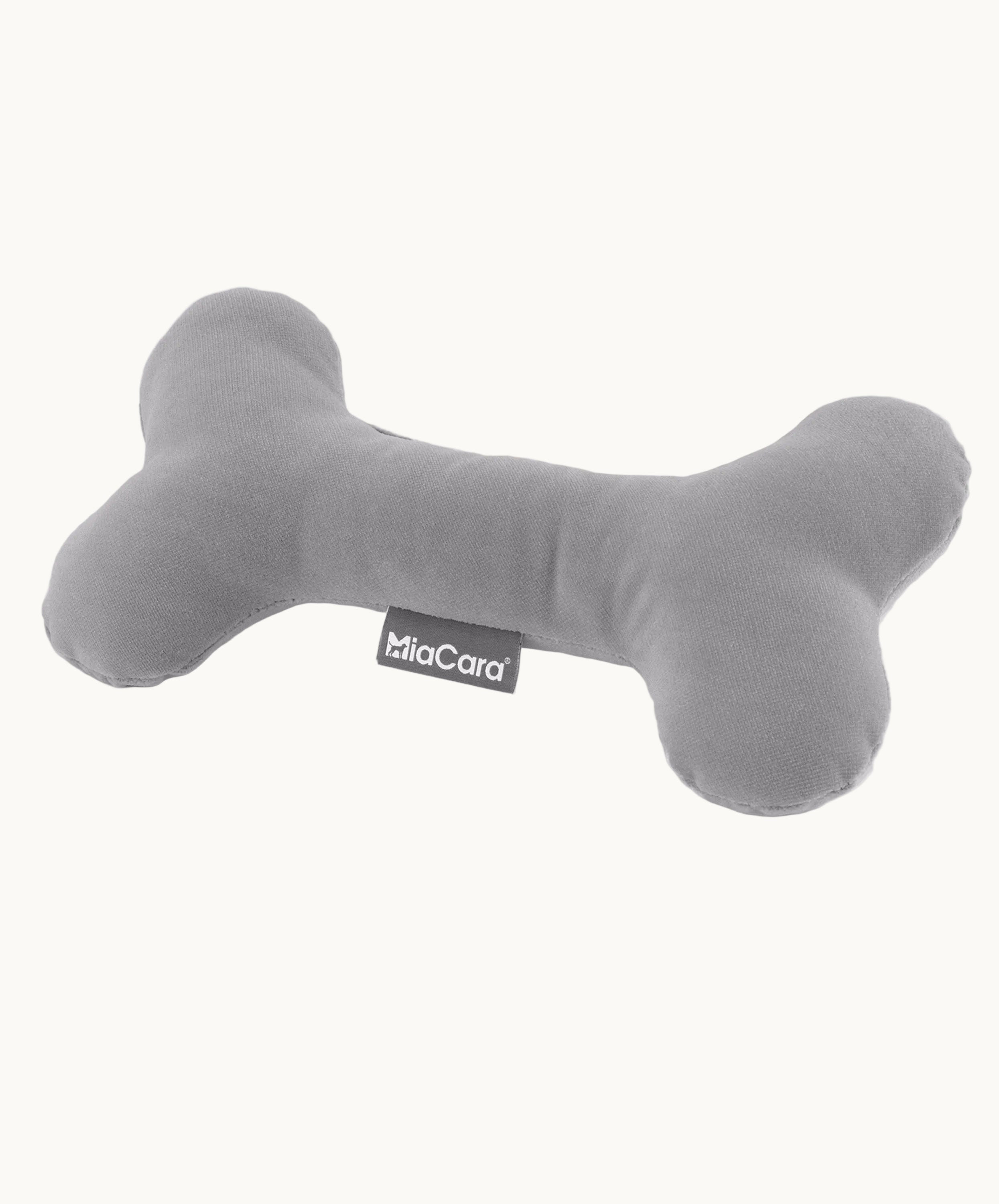 MiaCara plush toy bone in grey fabric, soft and durable dog toy with minimalist design from Lumi Pets Play collection