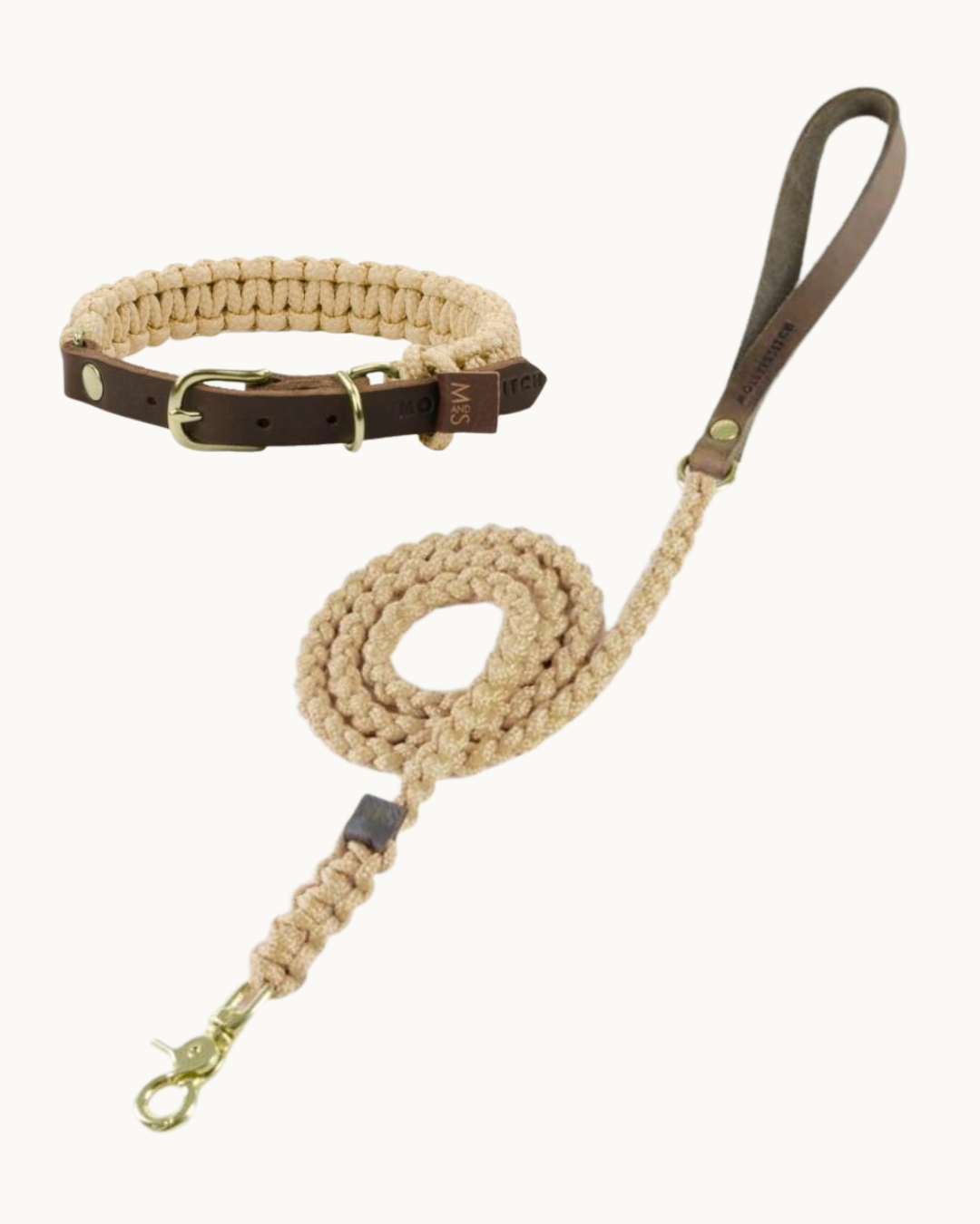 Touch of Leather Collar Walk Set - Beige