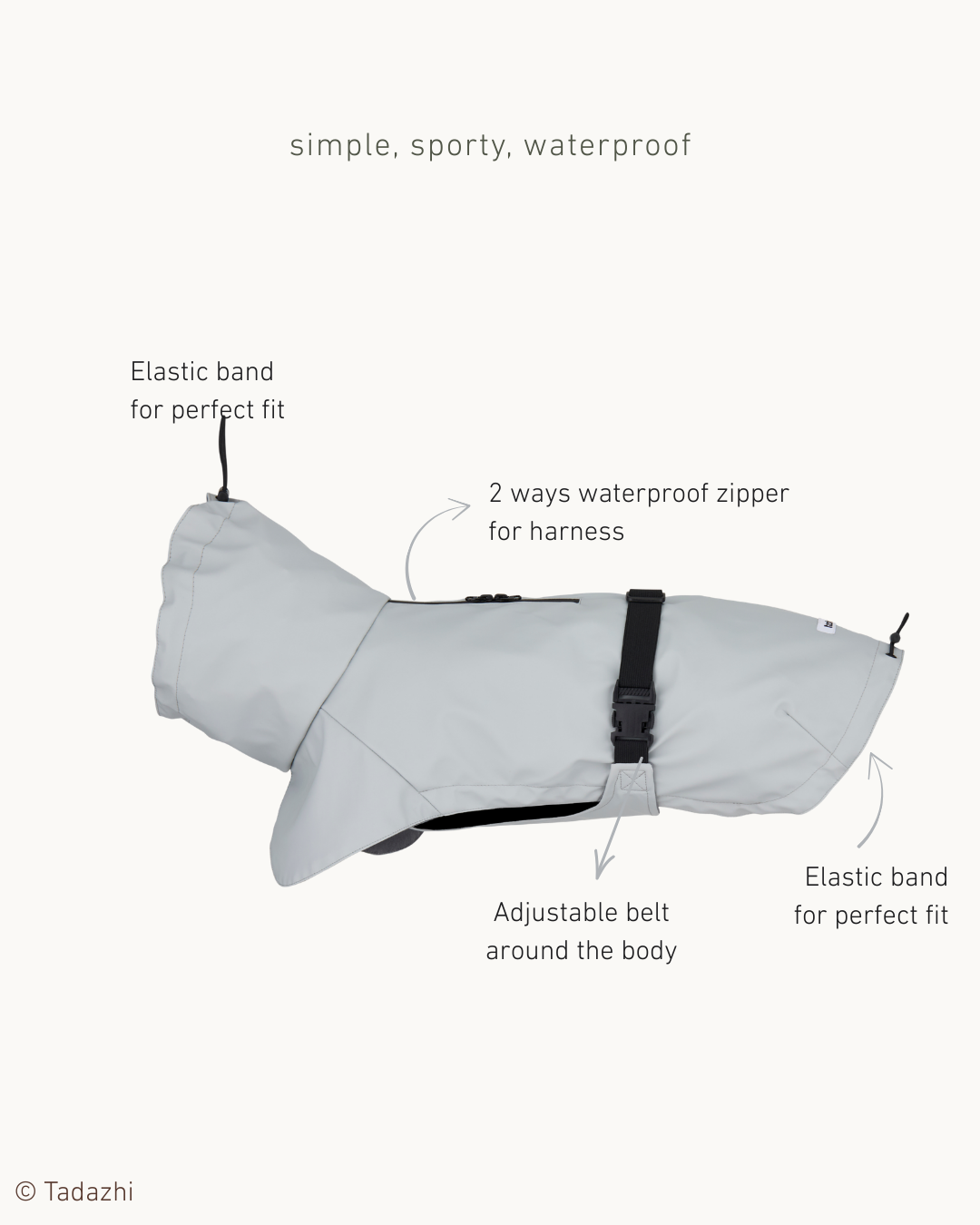 Dog Raincoat - Light Grey
